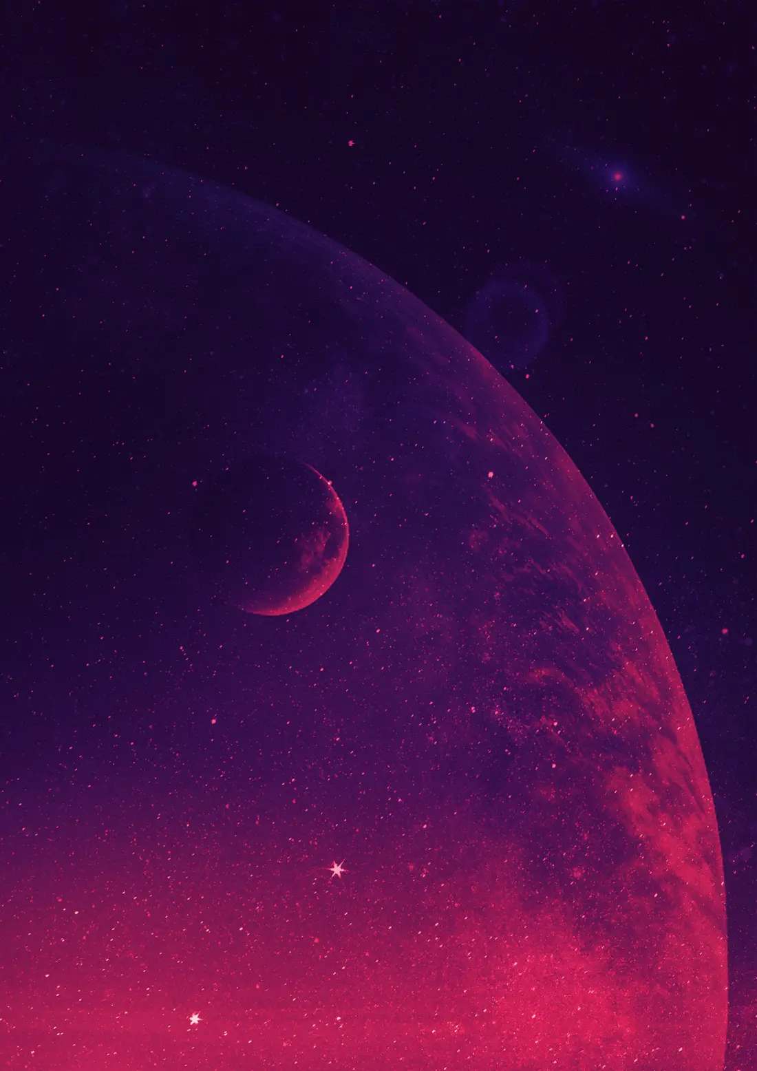 Grafika kosmiczna - planeta z księżycem